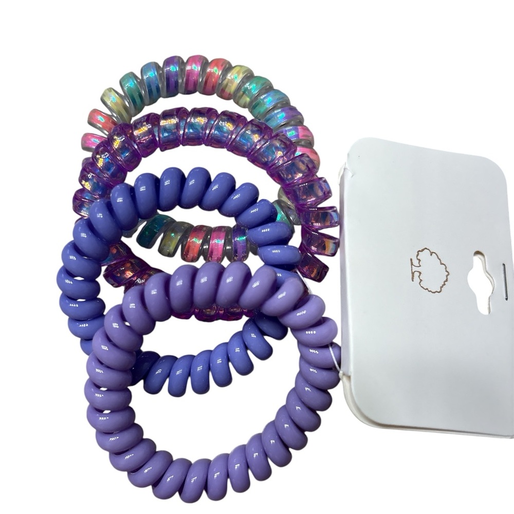 Set of 4 Purple and Multicolor Hair Ties - Picture 2 of 2